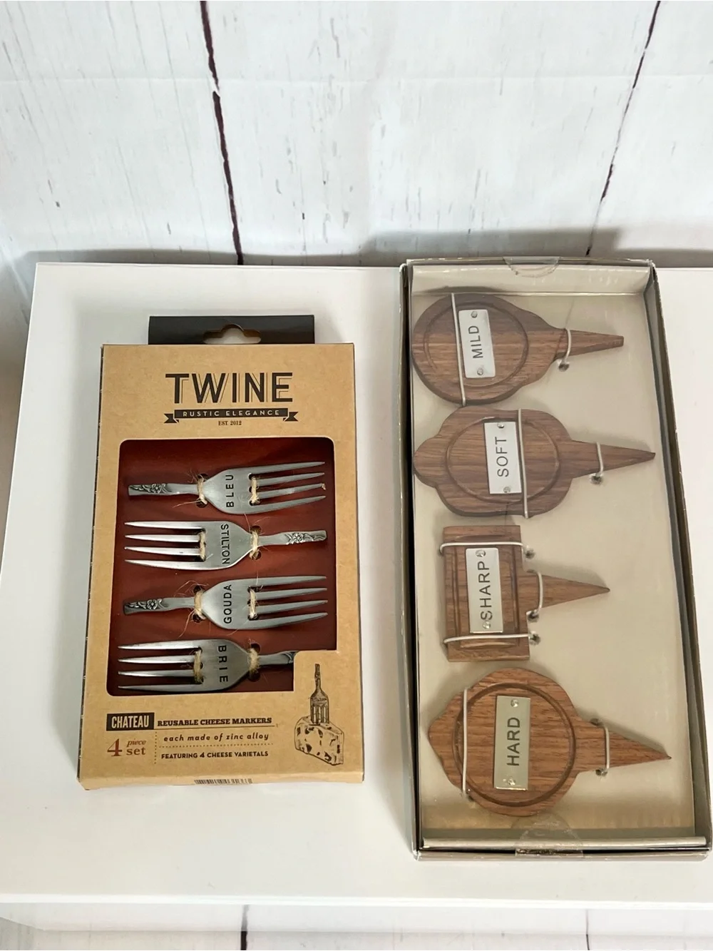 Vintage cheese marker set bundle Pier 1 Wooden & Twine Chateau reusable metal